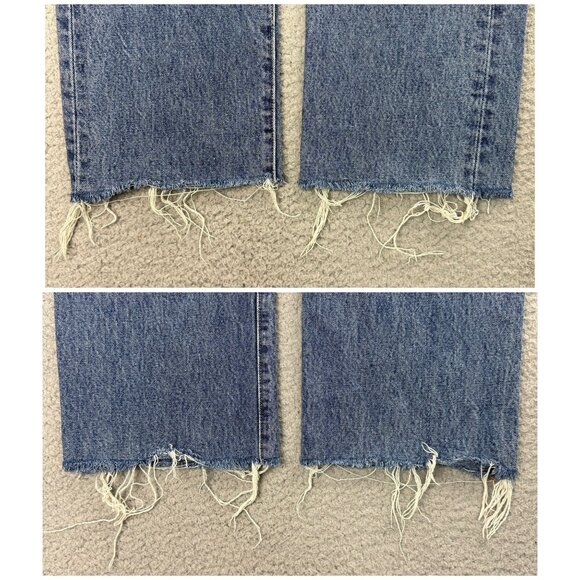 Levis 501 Jeans Mens 34x34 Pants Blue Stonewash Frayed Hem Button Straight Denim - Picture 5 of 12